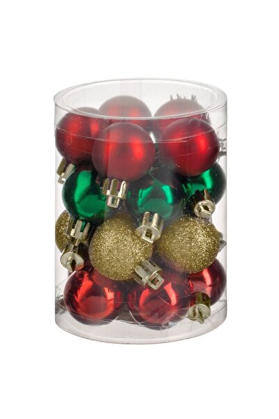 OEM Set Globuri de Craciun Rosii Verzi Aurii Mate & Glitter Ø3cm - 20buc