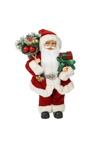 OEM Figurina Decorativa Mos Craciun cu Sac Cadou Rosu Caro 30cm