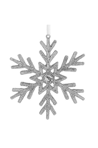 OEM Χριστουγεννιάτικο στολίδι δέντρου, ασημένια νιφάδα χιονιού με γκλίτερ και...
