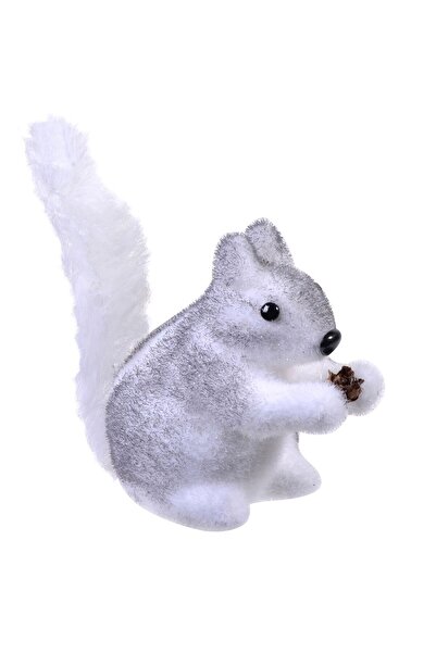 OEM Decorative Christmas Figurine White Squirrel Grey Foam 16cm