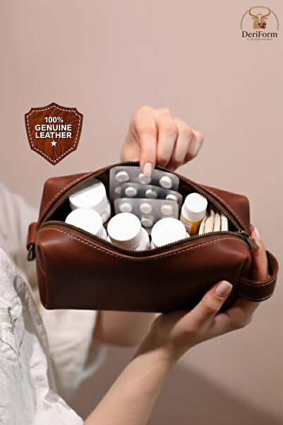 DeriForm Premium Küçük Beden Hakiki Deri İlaç Çantası