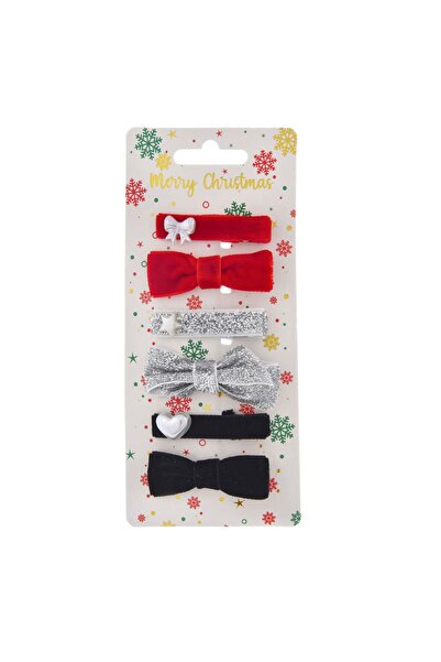 OEM Set Clame Metalice de Par cu Fundite Rosii Argintii Negre de Craciun 7cm ...