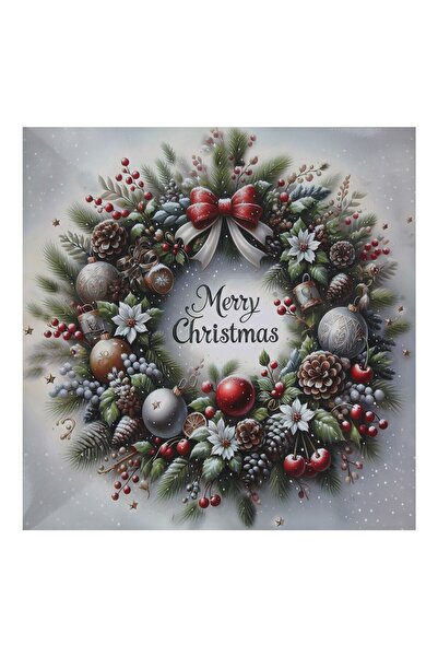 OEM Christmas Wreath Decorated Square Plastic Decorative Plate 30x30cm