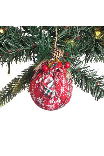 OEM Christmas Tree Ornament Red Globe Checkered Cones Berries 8cm