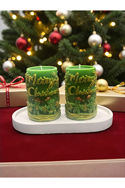 magnocandles Set de 3 lumânări de Anul Nou, farfurie de prezentare și 2 lumân...