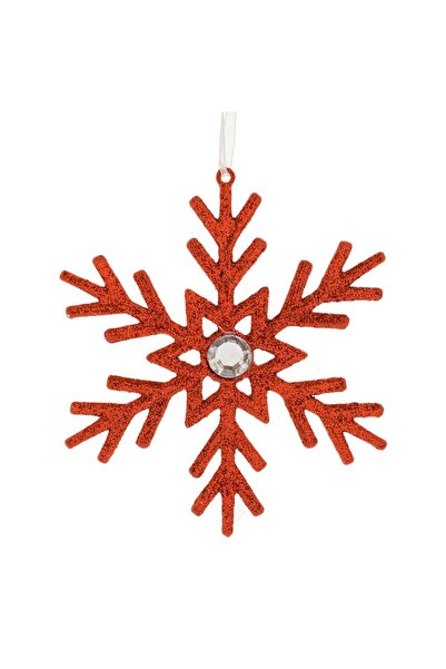 OEM Χριστουγεννιάτικο Στολίδι Δέντρου Κόκκινη Χιονονιφάδα με Γκλίτερ & Στράς ...