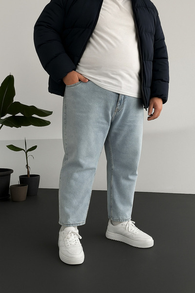 wamoss Winter Mega Boyfriend Acid Washed Stonewashed Ice Blue Jeans Pants 2026