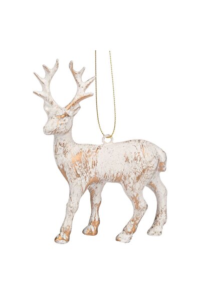 OEM Ornament Brad de Craciun Cerb Alb Auriu 13cm