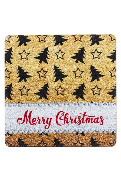 OEM Christmas Glass Holder MDF Merry Christmas Trees 11x11cm