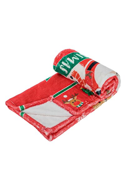 OEM Red Velvet Decorative Christmas Blanket with Santa Claus Reindeer for Children 80x90cm