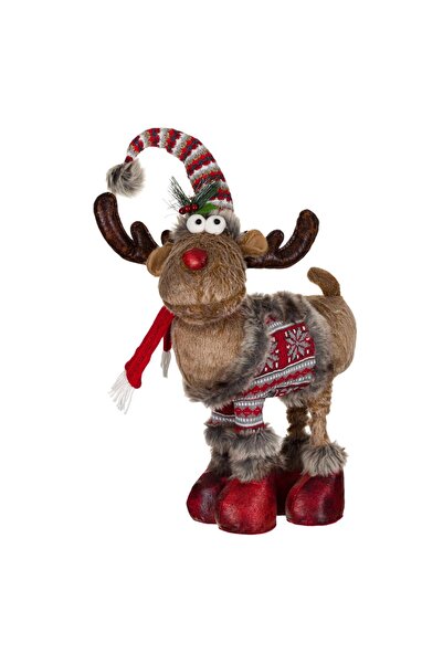 OEM Christmas Decorative Figure Deer Extendable Legs Red Scarf 75-98cm