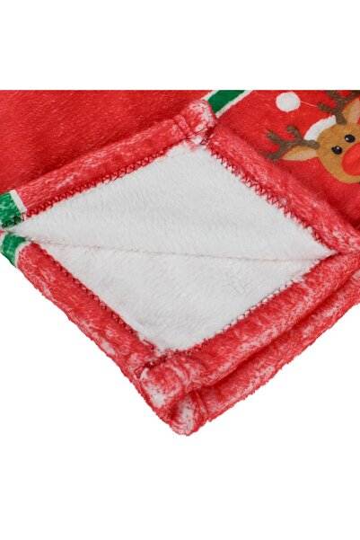 OEM Red Velvet Decorative Christmas Blanket with Santa Claus Reindeer for Children 80x90cm