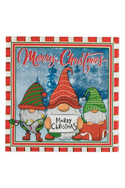 OEM Servetele de Masa Party de Craciun Gnome Zapada "Merry Christmas" 33x33cm - 10buc