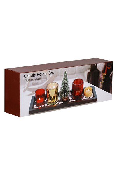 OEM Christmas Decorative Set with 4 Candle Holders & Tree 39x13cm