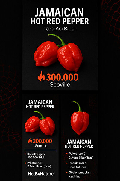 HotByNature JAMAICAN HOT RED PEPPER / 300.000 Scoville - Gerçek Taze Acı Biber