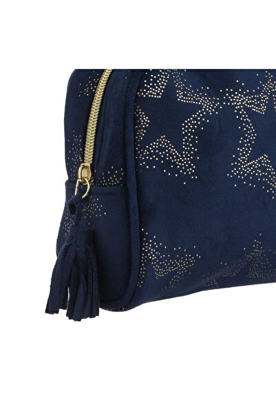 OEM Portfard de Craciun Catifelat Albastru cu Stele Aurii din Folie 21x7x16cm