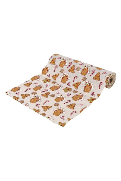 OEM Tesatura Decorativa de Craciun Bej cu Model Om de Turta Dulce 4mx28cm