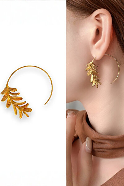 Bohemian Leaf Detailed Hook Earrings
