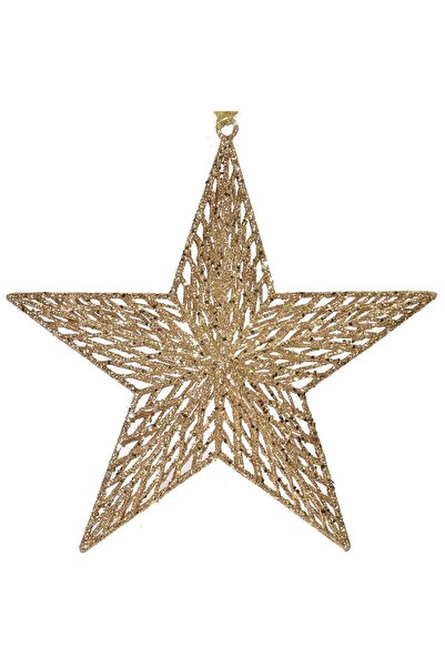 OEM Χριστουγεννιάτικο στολίδι δέντρου, αστέρι, μπεζ με γκλίτερ, 28 εκατοστά