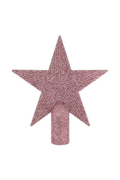 OEM Varf pentru Brad Stea Roz cu Glitter 15cm