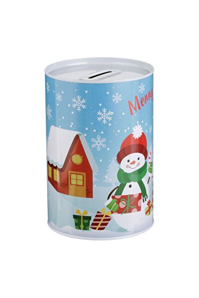 OEM Pusculita Metalica cu Om de Zapada Mos Craciun Ø10x15cm