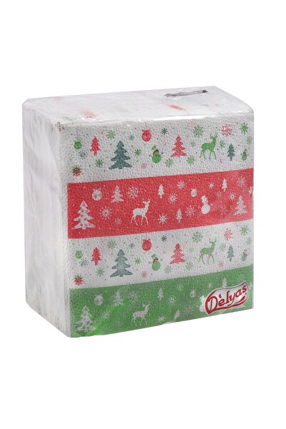 OEM Christmas Table Napkins Deer Fir Trees Snowflakes Snowman 33x33cm - 80pcs