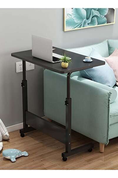 Taimi Side Table with Wheels Adjustable Height Laptop Table For Sofa, and Living Room black 60X40CM