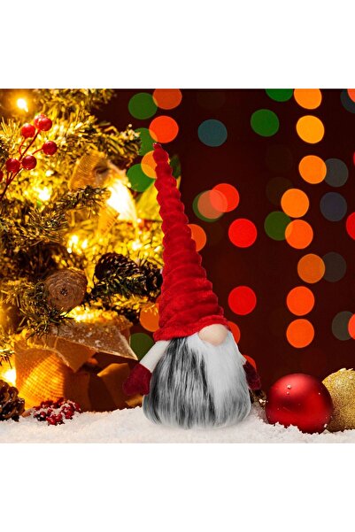 OEM Christmas Gnome Decorative Figurine with Red Riding Hood with Embossed Stripes 33cm