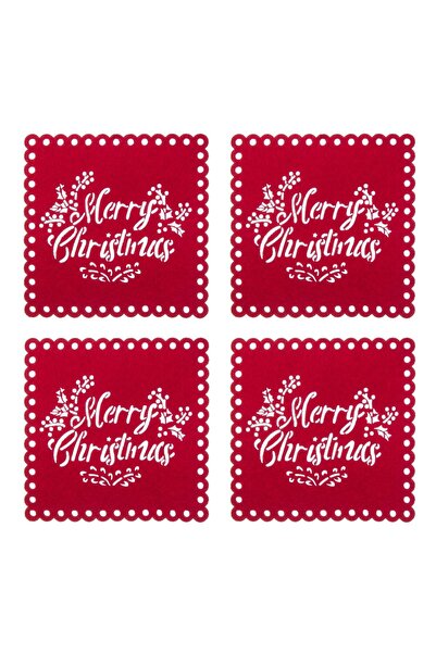 OEM Red Christmas Glass Holder Message 12cm - 4pcs