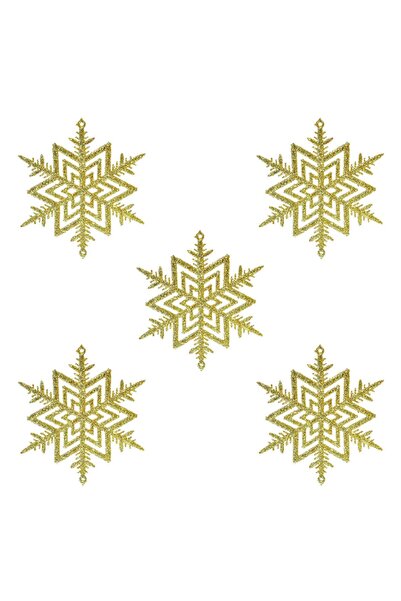 OEM Σετ Στολίδια Χριστουγεννιάτικου Δέντρου με Χρυσές Νιφάδες Γκλίτερ 10εκ. -...