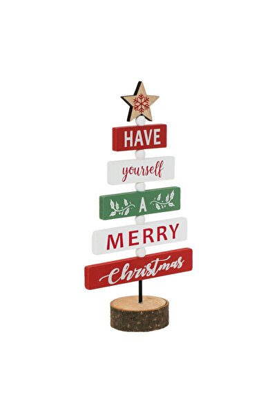 OEM Ξύλινο Χριστουγεννιάτικο Στολίδι Δέντρου με Βάση από Ξύλο σε Σχήμα Αστερι...