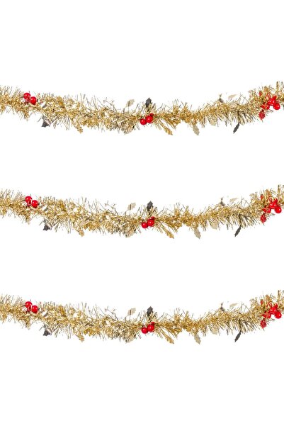 OEM Beteala de Craciun Bej cu Vasc Pomusoare Tinsel 3m x 7cm