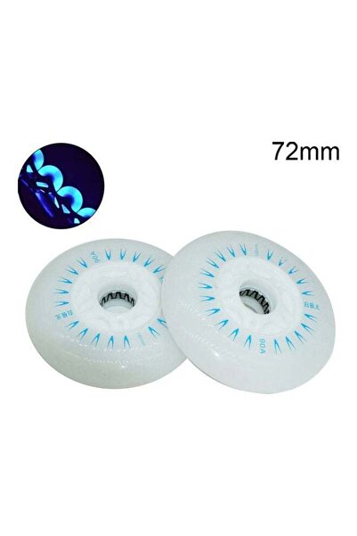 Generic 2Pcs 72mm In-line Speed Skate LED Light Flashing Roller Wheels