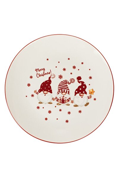 OEM Porcelain Plate with Gnome Pattern "Merry Christmas" Ø19 centimeters