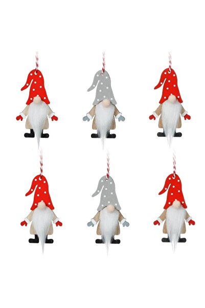 OEM Ξύλινα Χριστουγεννιάτικα Στολίδια για το Δέντρο Gnome Κόκκινο Γκρι με Που...