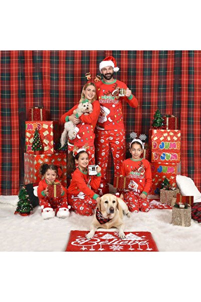 OEM Red Cotton Family Pajama Set Santa Claus Reindeer "Merry Christmas" Large...