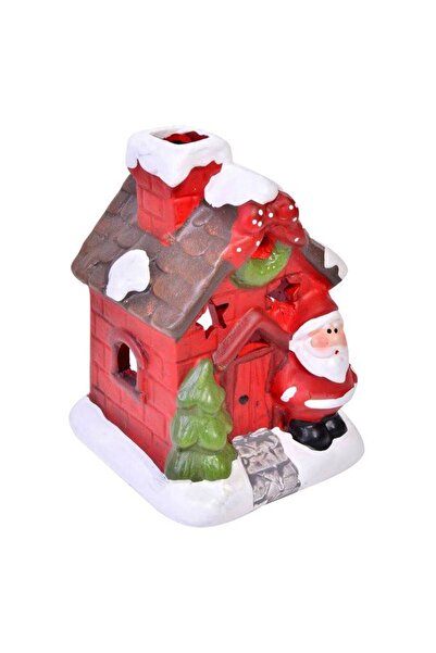 OEM Felinar Craciun Casuta din Ceramica Mos Craciun Suport pentru Lumanare Pa...