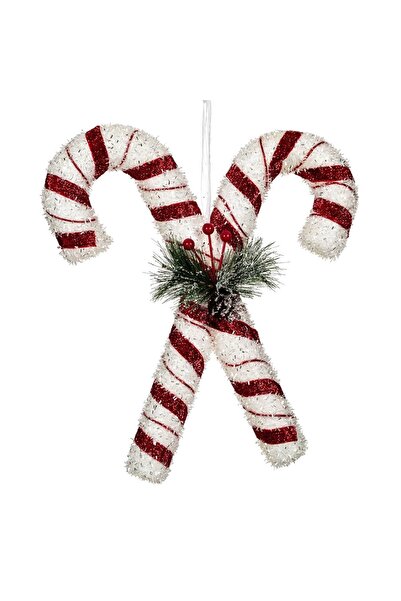 OEM Bastonase Decorative de Craciun din Spuma Rosii Albe Glitter 30cm