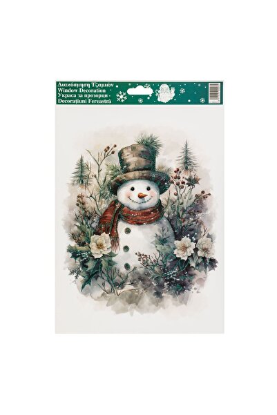 OEM Vintage Christmas Decorative Stickers Snowman Glitter Colorful 20x27cm