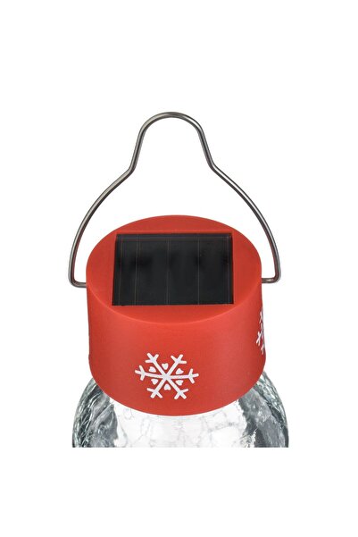 OEM Solar Christmas Lantern Transparent Hanging Globe with Red Snowflakes RGB 14cm