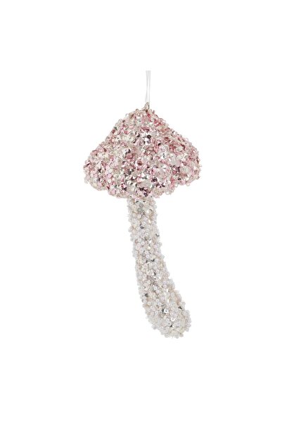 OEM Christmas Tree Ornament Mushroom Pink Tinsel Beads & Sequins 7x7x16cm
