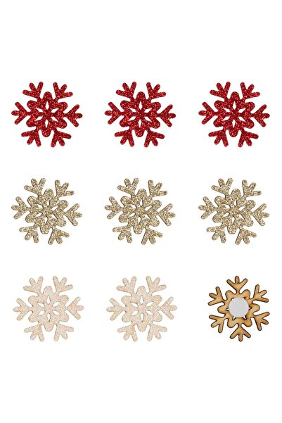 OEM Διακοσμητικά Ξύλινα Αυτοκόλλητα Χριστουγεννιάτικα με Γκλίτερ 4 εκατοστά -...