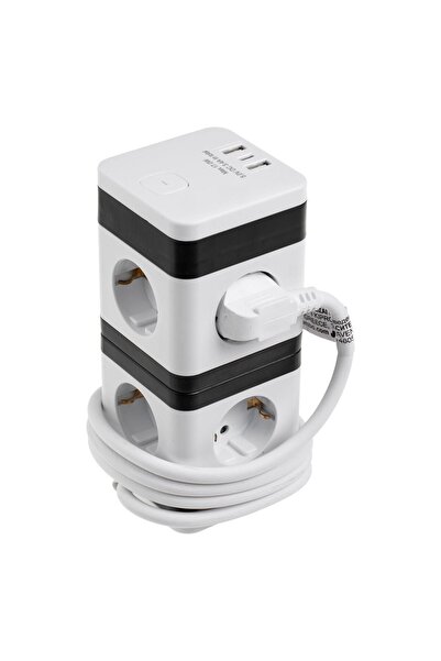 OEM Priza Turn cu 8 Prize Schuko 2 Porturi USB & 1 USB-C 3680W