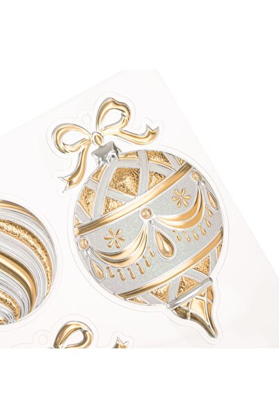 OEM Autocolante Decorative de Craciun Ornamente Bej cu Glitter Alb 25x31cm