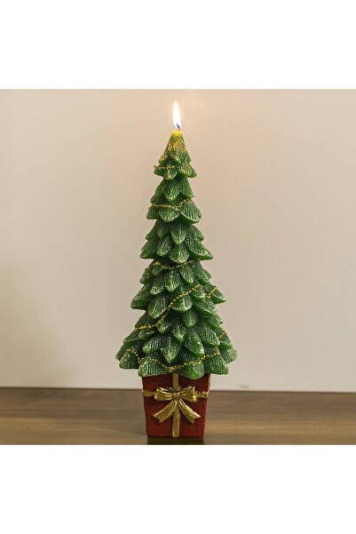 OEM Χριστουγεννιάτικη Λαμπάδα Έλατο Χιόνι με Βάση Δώρου 13x13x32εκ.