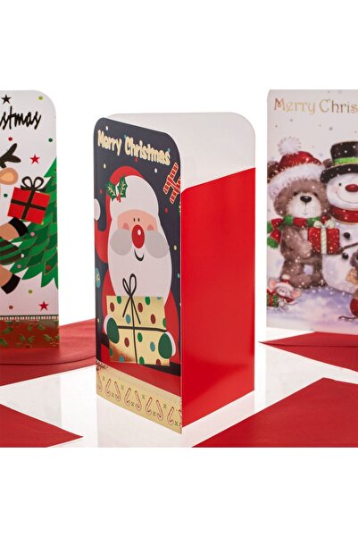 OEM Christmas Money Greeting Cards Set 4 Different Designs Santa Claus 9x16cm & Envelope - 4pcs