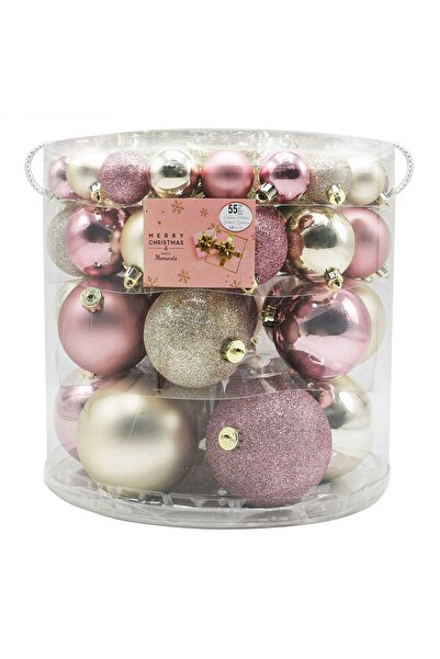 OEM Set Globuri de Craciun Roz Auriu Mate Stralucitoare Glitter 4-6-8-10cm & ...