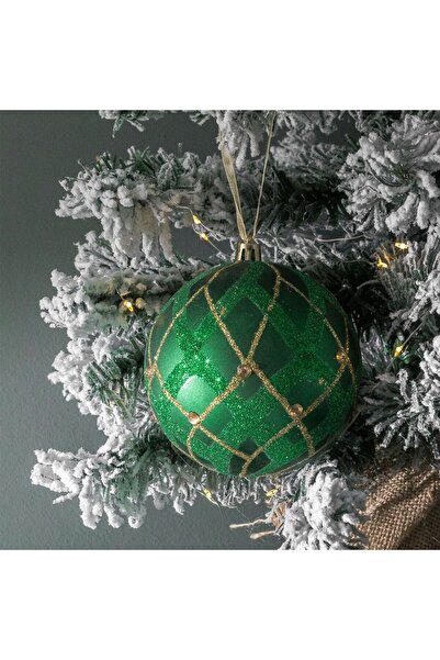 OEM Christmas Tree Ornament Green Globe with Glitter & Strass Ø10cm