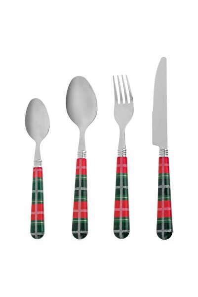 OEM Set Tacamuri de Craciun cu Maner Rosu in Carouri - 12buc