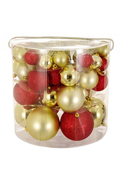 OEM Set Globuri de Craciun Aurii Rosii Mat Stralucitoare Glitter 4-6-8-10cm -...